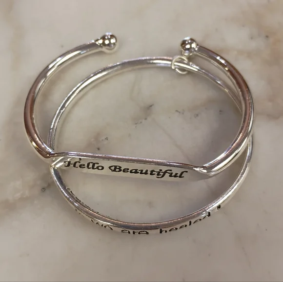 Silver Inspirational Bangle Bracelets - Picture 2 of 9